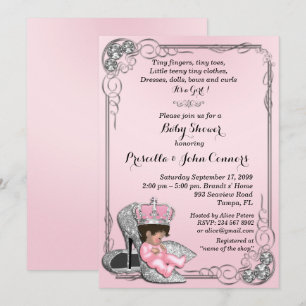 Invitation Petite Princesse Baby shower Invitation, rose