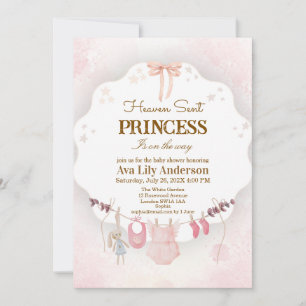 Invitation Petite Princesse Ciel Envoyé Rose Linge de Bébé