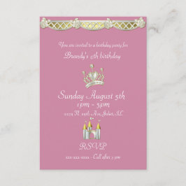 Invitation Petite princesse en rose et Pearl Anniversaire
