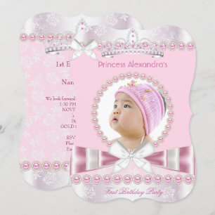 Invitation Petite Princesse Fille Premier 1er Anniversaire