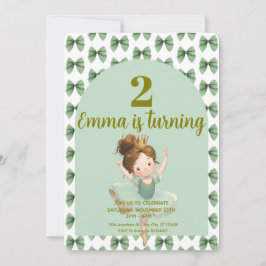 Invitation Petite Princesse Vert Menthe Balle