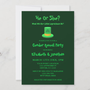 Invitation Petite révélation de genre Leprechaun