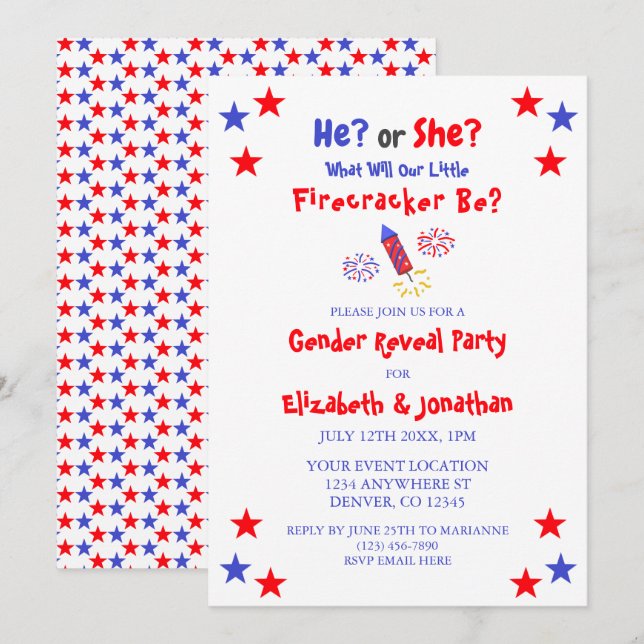 Invitation Petite révélation sur le genre aux États-Unis (Devant / Derrière)