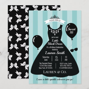 Invitation Petite robe noire Douce 16 Anniversaire