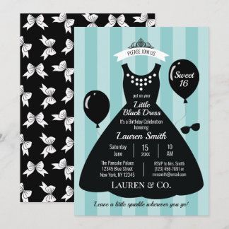 Invitation Petite robe noire Douce 16 Anniversaire