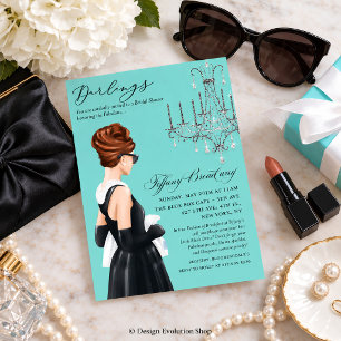 Invitation Petite Robe Noire Glamour Fête de Mariage Bleu