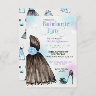 Invitation Petite robe noire Stilettos Bachelorette