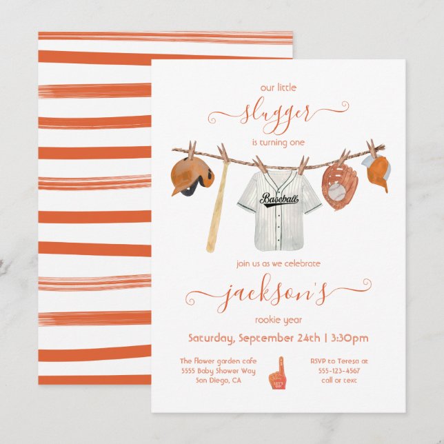Invitation Petite salope de baseball Clothesline fête d'anniv (Devant / Derrière)