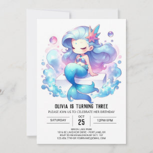 Invitation Petite sirène douce Anniversaire