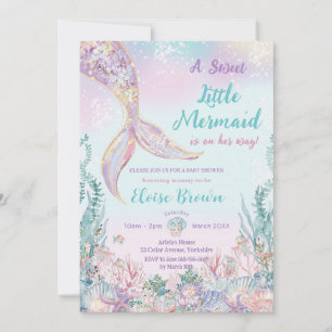 Invitation Petite sirène sous le Baby shower des filles de la