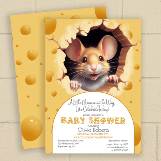 Invitation Petite souris dans le Baby shower au fromage (Créateur téléchargé)