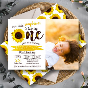 Invitation Petite tournesol 1ère photo d'anniversaire
