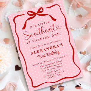 Invitation Petite Valentine chérie Fille 1er Anniversaire