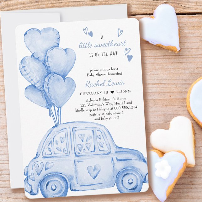 Invitation Petite voiture bleue et Baby shower de ballon (Créateur téléchargé)