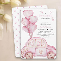 Petite voiture rose amoureuse et Baby shower de ba