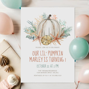 Invitation Petites Citrouilles Coquillages Tombent Anniversai