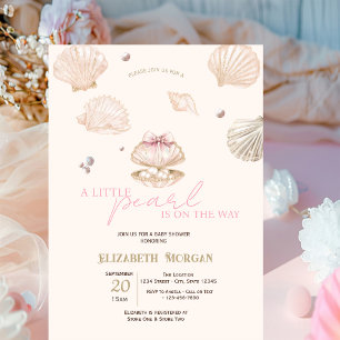 Invitation Petites coquilles de perle beige Baby Shower