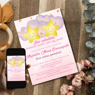 Invitation Petites Étoiles Espagnoles Filles Jumelles Bébé Ro