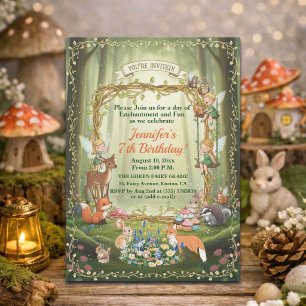 Invitation Petites Fées Forêt Fantaisiste 7e Anniversaire