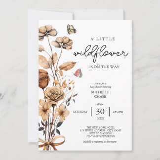 Invitation Petites Filles Fleurs sauvages Petites Bébé Douche