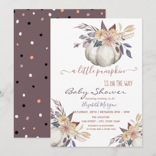 Invitation Petites Fleurs de Citrouille, Pois Baby Shower