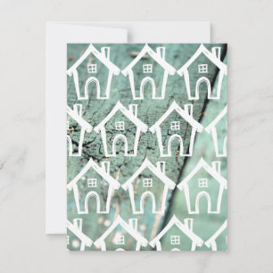 Invitation Petites maisons blanches sur du bois vert Nous avo