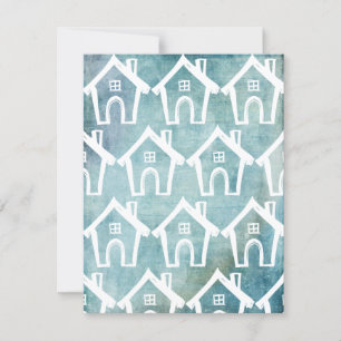 Invitation Petites Maisons Blanches Turquoise Grunge We Moved