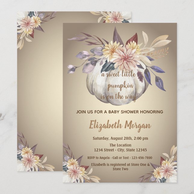 Invitation Petites serviettes, Fleurs, Baby shower d'automne (Devant / Derrière)