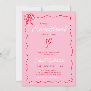 Invitation Petites Valentines adorables Baby shower rouge ros