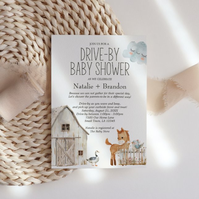 Invitation Petits animaux de pépinière de ferme Baby shower d (Créateur téléchargé)