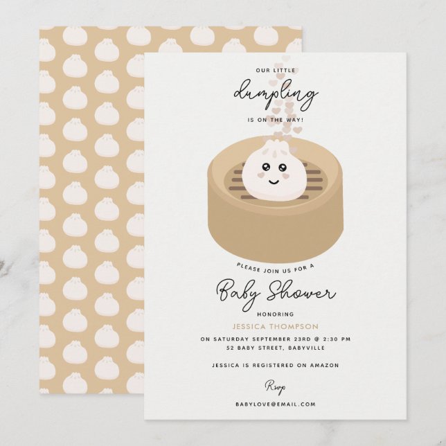 Invitation Petits Coeurs déchiquetants Baby shower neutre pou (Devant / Derrière)