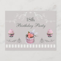Petits gâteaux élégants rose et anniversaire de