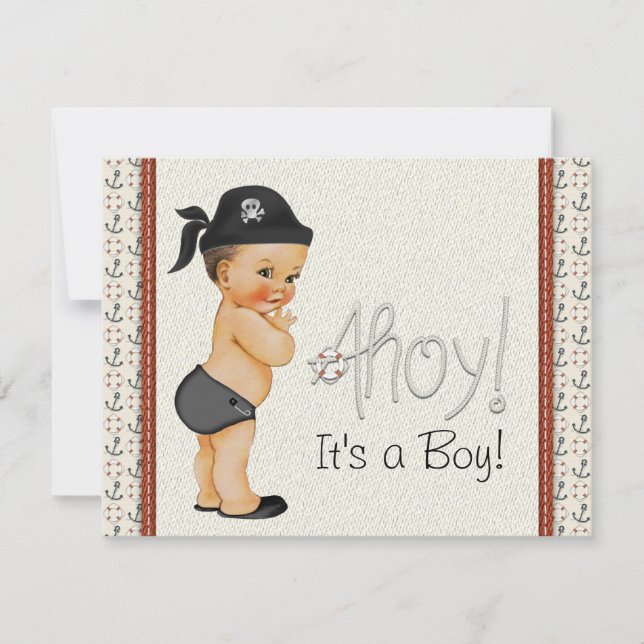 Invitation Petits Pirates Garçons Baby shower Nautique (Devant)