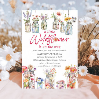 Invitation Petits pots de fleurs sauvages Baby Shower