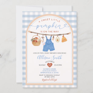 Invitation Petits vêtements Citrouilles Automne En vichy Baby
