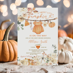 Invitation Petits vêtements Citrouilles Automne En vichy Baby