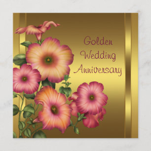 Invitation Pétunias dorés 50e anniversaire de mariage