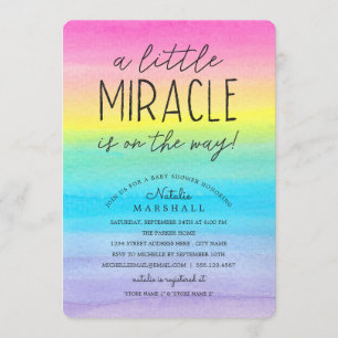 Invitation Peu de baby shower d'arc-en-ciel d'aquarelle du