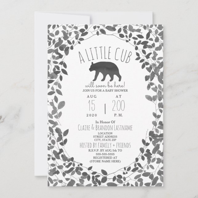 Invitation Peu de CUB noircissent + Baby shower blanc de (Devant)
