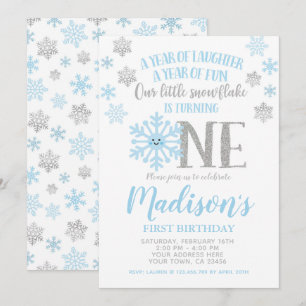 Invitation Peu de flocon de neige, anniversaire d'ONEderland