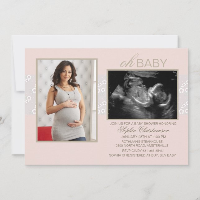 Invitation Peu de rose de chuchotements (Devant)