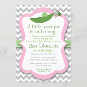 Invitation Peu d'invitation de baby shower de fille de pois