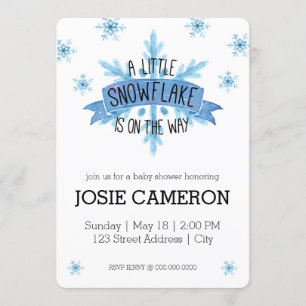Invitation Peu d'invitation de baby shower de flocon de neige