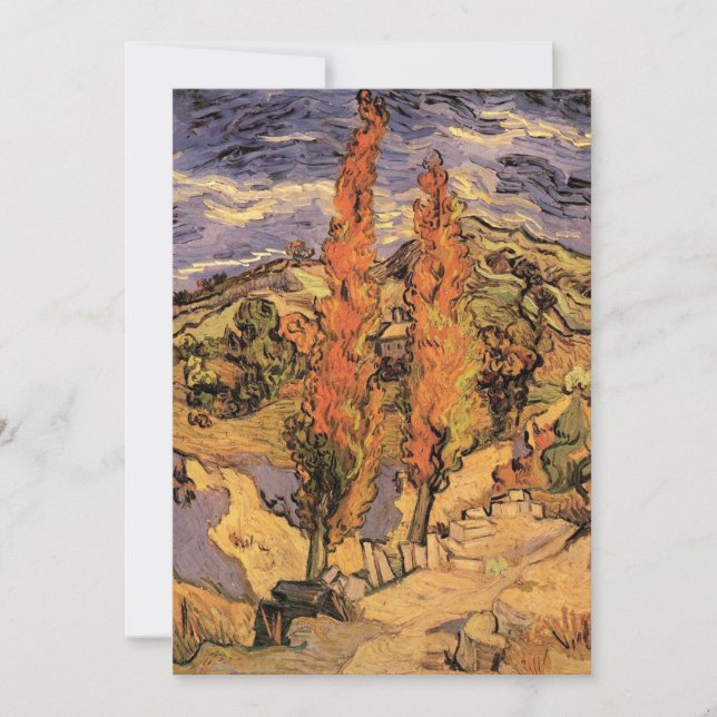 Invitation Peupliers sur une route à travers les collines de  (Devant)