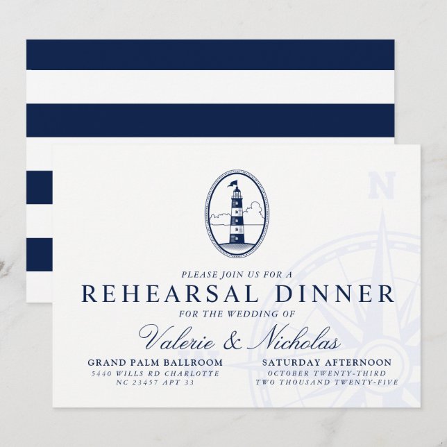 Invitation Phare de Beach | Dîner de répétition thématique na (Devant / Derrière)