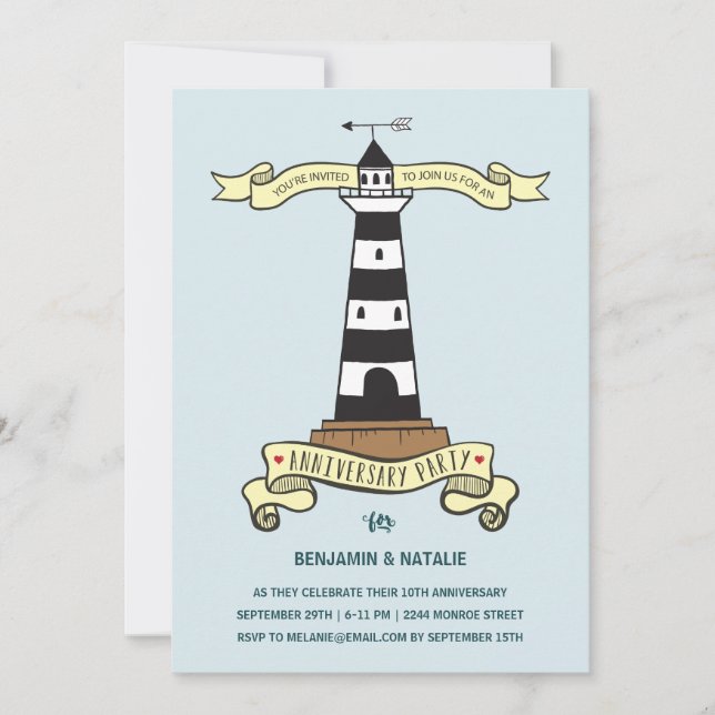 Invitation Phare de Cute| Nautical Anniversary Party (Devant)