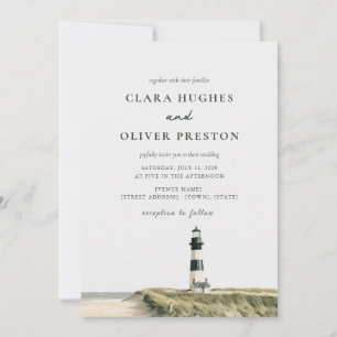 Invitation Phare des Outer Banks Dune Aquarelle Mariage