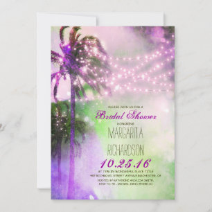Invitation phares à cordes palmiers plage douche nuptiale