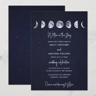Invitation Phases de la Lune céleste écrites dans le Mariage 