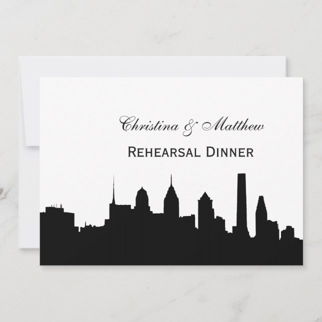 Invitation Philadelphia Blk Skyline Silhouette Rehearsal Din (Dos)